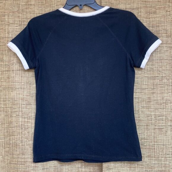 Tell Gear black cotton tee shirt with contrast white trim and metallic print - Picture 5 of 5